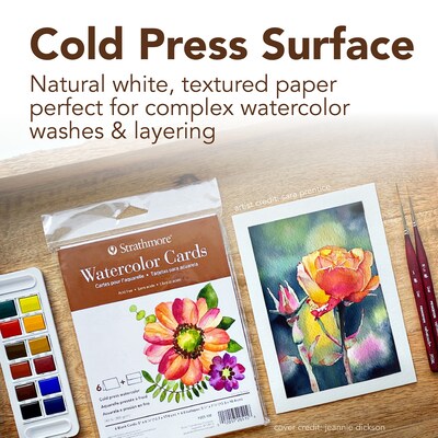 Strathmore 400 Series Watercolor Cards & Envelopes, 6.875" x 5", White, 6/Pack, 3 Packs/Bundle (STTP205150-3)