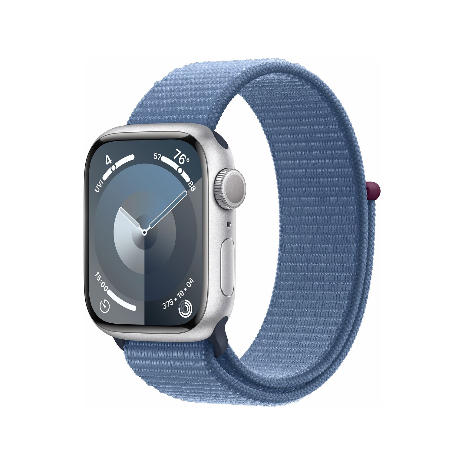 Apple Watch Series 9 (GPS) Smartwatch, 41mm, Silver Aluminum Case with Winter Blue Sport Loop (MR923LL/A)