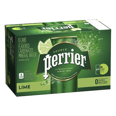 Perrier Carbonated Mineral Water, Lime, 330 ml, 8/Pack (NES31086)