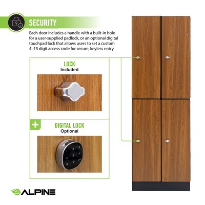 Alpine Industries 72" 2-Tier 2-Column Storage Locker, Oak (701-O-2-SPO-WTD)
