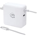 Manhattan Power Delivery Wall Charger with Built-in USB-C Cable, 60-Watts, White, (180245)