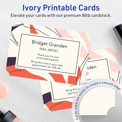 Avery Matte General Use Blank Cards, Ivory, 100/Pack (95341)
