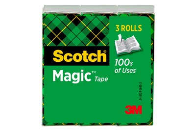 Scotch Magic Invisible Tape Refill, 3/4 x 27.77 yds., 3 Rolls (810K3)