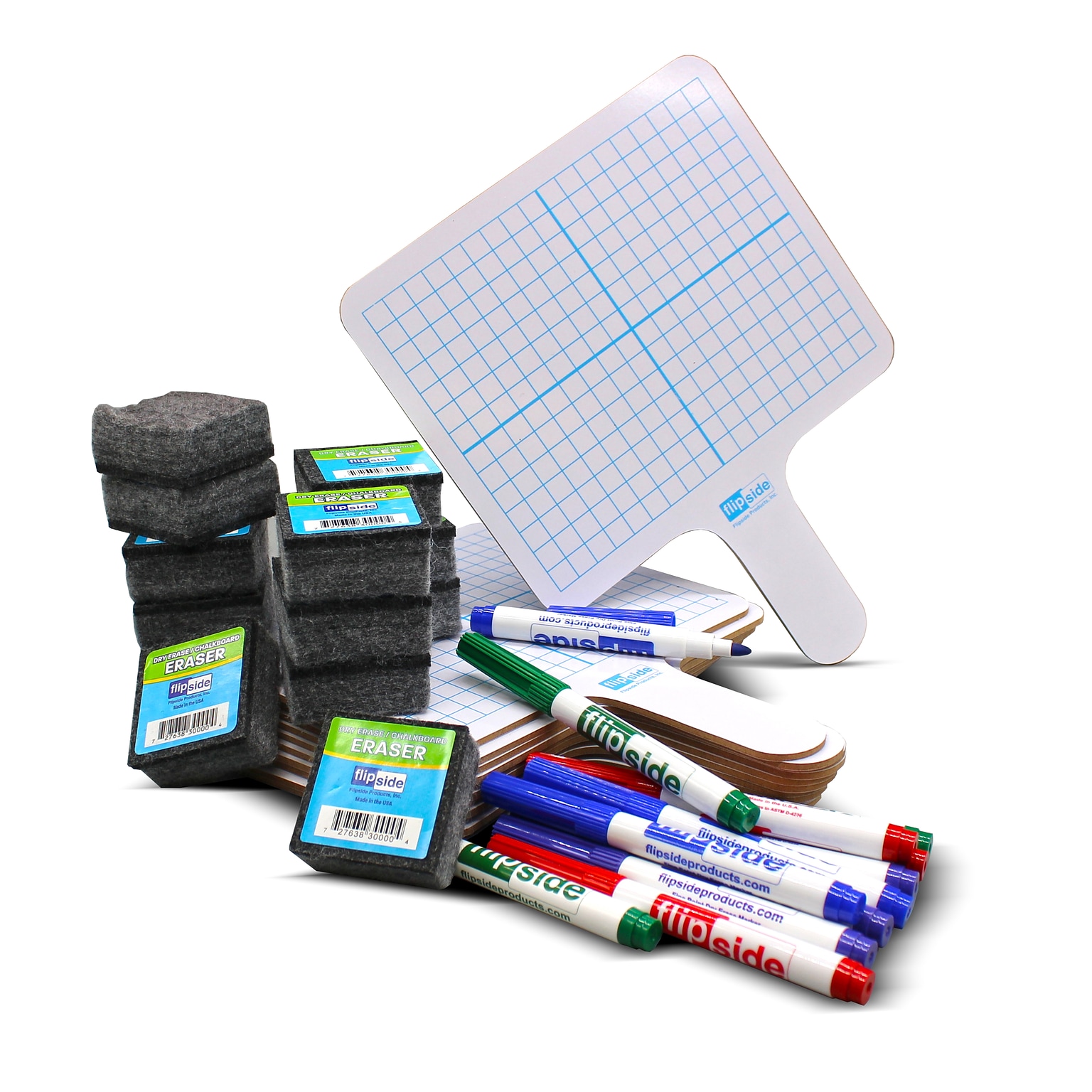 Flipside Dry-Erase Graphing Paddle, Pen, and Eraser Class Pack, 36/Set (19125)