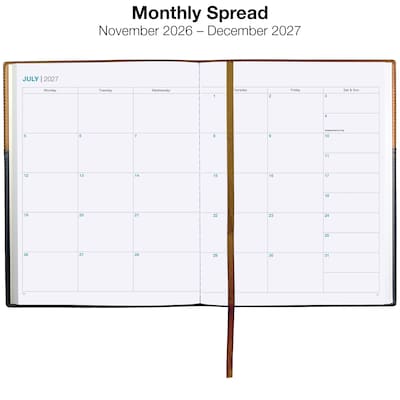 2027 Excello Brands 8" x 10" Weekly & Monthly Planner, Paperboard Cover, Brown/Black (NRY27-PK810-BN)