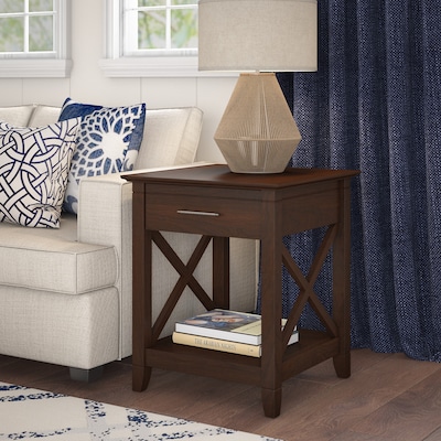 Bush Furniture Key West 20 x 20 End Table with Storage, Bing Cherry (KWT120BC-03)