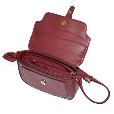 Nicci Cross-Body Bag with Buckle, Burgundy (CBM2304450-BRG)