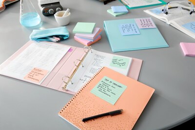 Post-it Recycled Super Sticky Notes, 3" x 3", Wanderlust Pastels Collection, 90 Sheets/Pad, 5 Pads/Pack (654-5SSNRP)