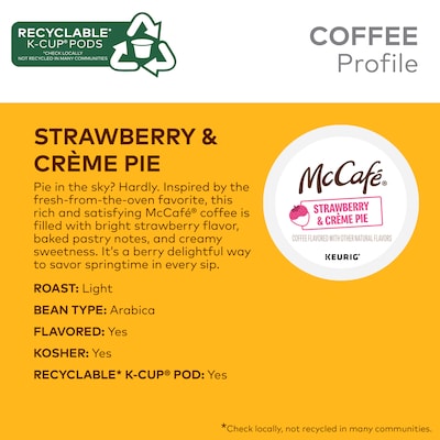 McCafé Strawberry & Crème Pie Flavored Coffee Keurig® K-Cup® Pods, Light Roast, 24 Pods/Box (5000378498)