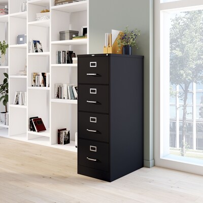 Quill Brand® Commercial 4 File Drawer Vertical File Cabinet, Locking, Black, Legal, 26.5"D (13450D)