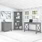Bush Furniture Key West 48" Writing Desk with File Cabinet and 5-Shelf Bookcase, Cape Cod Gray (KWS004CG)