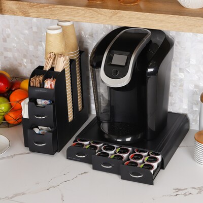 Mind Reader Plastic Coffee Pod Drawer 14 Compartment Condiment Organizer Set, 36 Pod Capacity, Black (CMB02-BLK)