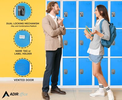 AdirOffice 72 3-Tier Blue Storage Locker (629-203-BLU)