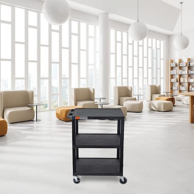 Luxor TUFFY 3-Shelf Multi-Purpose Utility Cart, Black (WT34S)
