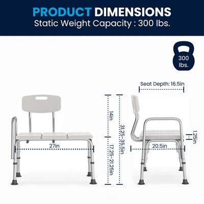Flash Furniture Adjustable Bath & Shower Transfer Bench, White (DCHY3510LWH)
