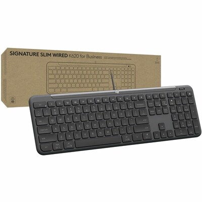 Logitech Signature Slim Wired K620 Computer Keyboard for Business, Graphite (920-013302)
