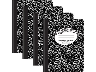 Better Office 1-Subject Composition Notebooks, 7.5 x 9.75, College Ruled, 100 Sheets, Black, 12/Pa