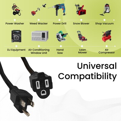 GoGreen Power 50' Indoor/Outdoor Extension Cord, 14 AWG, Black (GG-13850BK)