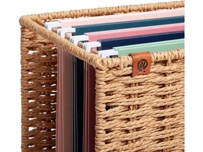 U Brands Woven Paper Rope File Basket, Brown (6084U00-01)