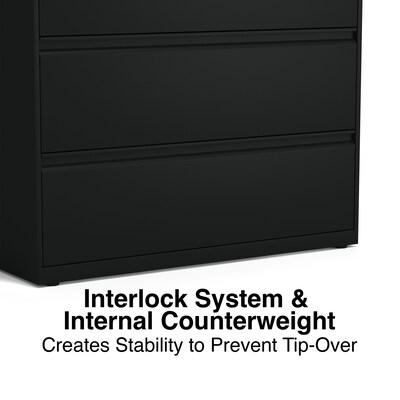 Quill Brand® HL8000 Commercial 3-Drawer Lateral File Cabinet, Locking, Letter/Legal, Black, 42"W (23202D)