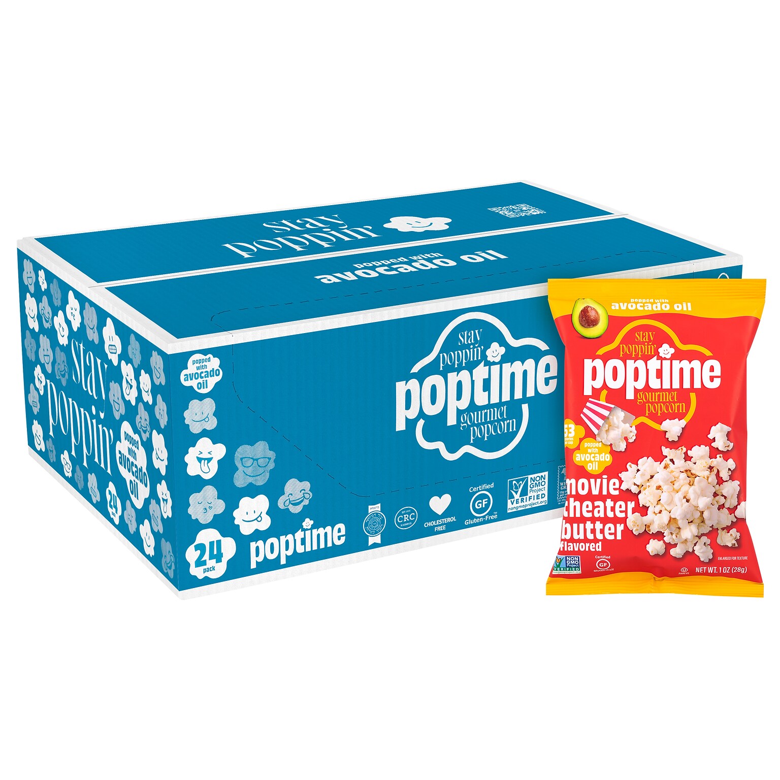 Poptime Avo Movie Theater Butter Popcorn, 1 oz., 24/Pack (220-02883)
