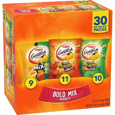 Goldfish Bold Mix Cheese Crackers Variety Pack, 27 oz., 30 Bags/Box (CAM05137)