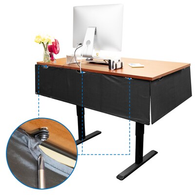 Mount-It! 15"H x 60"W Under Desk Privacy Panel with Mesh Storage Pockets, Black (MI-7251)