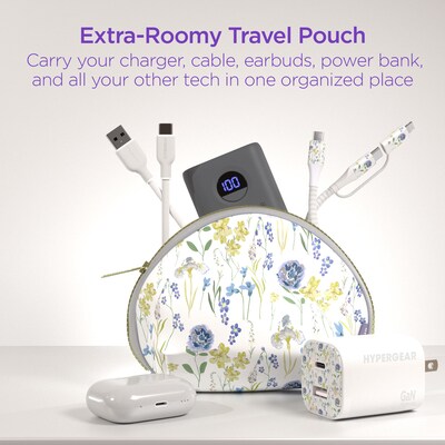 HyperGear TECHcessories 3-in-1 USB-C PD Charging Kit with Travel Pouch, 30W, Purple Floral (16235)