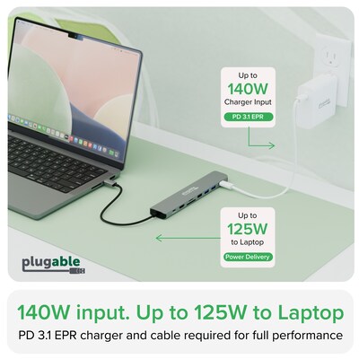 Plugable 9-Port USB-C Hub, Gray (USBC-9IN1E)
