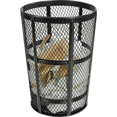 Global Industrial Outdoor Steel Mesh Corrosion-Resistant Trash Can, 48 Gallon, Black (237634BK)