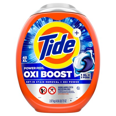 Tide Oxi Boost Power PODS HE Laundry Detergent, 45 Capsules (17124)