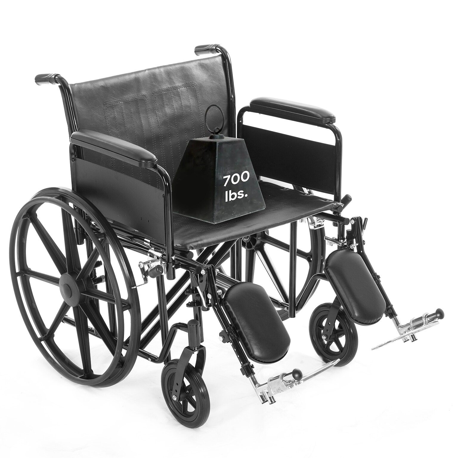ProHeal Bariatric 30 Wheelchair, Removable Desk Arms & Elevating Leg Rests, 700 lb. Capacity, Nylon, Black (PH-WCK730DAELR)