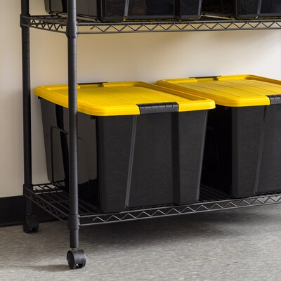 Iris 60 Quart Storage Container with Lid, Plastic, Yellow, 6/Pack (500277)