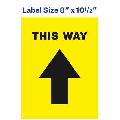 Avery Directional "This Way" Preprinted Floor Decals, 8" x 10.5", Yellow/Black, 5/Pack (83022)