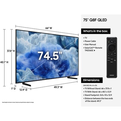 Samsung Q8F 75" Smart QLED 4K UHD AI Enabled TV (QN75Q8FAAFXZA)