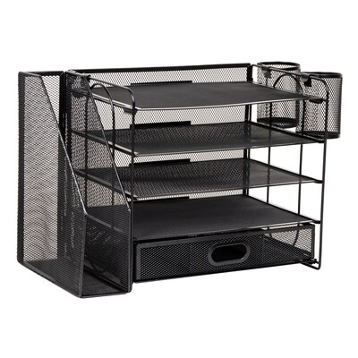 Mind Reader 3-Tier Metal Desk Organizer, Black (MAG5C-BLK)