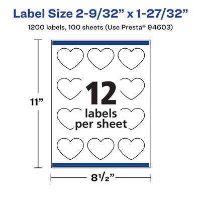 Avery Laser/Inkjet Decorative Edge Waterproof Multipurpose Labels, 1.8438"  x 2.2813", White, 1200/Box (94603)