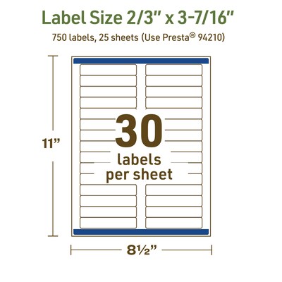 Avery Dissolvable Rectangle Multipurpose Labels, 2/3" x 3-7/16", Off-white, 750/Pack (94210)