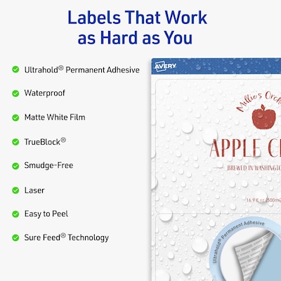 Avery Rectangle Laser Multipurpose Labels, 5 x 8-1/8, White, 50/Pack (19479399377)