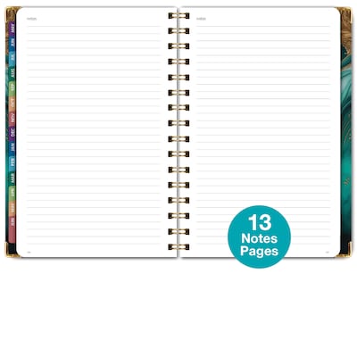 2026-2027 Excello Brands 8" x 5.5" Academic Weekly & Monthly Planner, Paperboard Cover, Teal Gold Marble (FSHN-AY26-58-54)