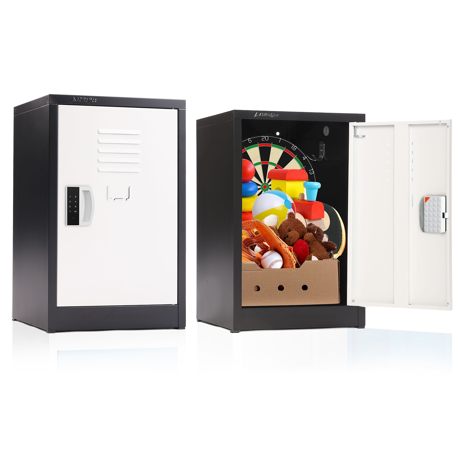AdirOffice 24H Single Tier Black/White Storage Locker (ADI629-02-B-W-DL)