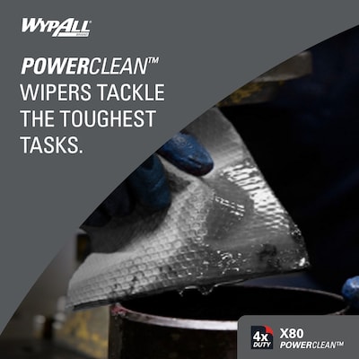 WypAll PowerClean X80 Nylon Cleaning Wipers, 12" x 12.5", White, 50 Wipers/Box, 4/Carton (41026)