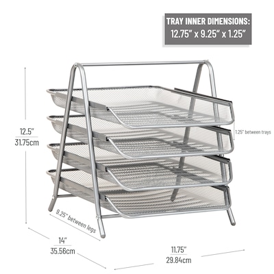 Mind Reader Metal Mesh Front Loading Letter Tray, Letter/Legal Size, Silver (4TPAPER-SIL)
