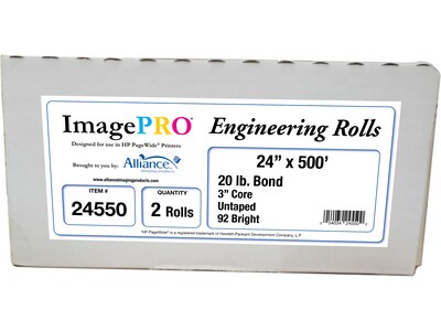 Alliance ImagePRO Wide-Format Bond Paper Roll, 24 x 500, 2/Carton (24550)