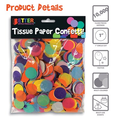 Better Office Products Tissue Paper Confetti, Multicolored (00660)