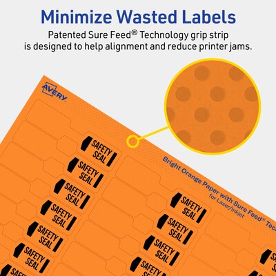 Avery Laser/Inkjet Multipurpose Decorative Edge Labels, 0.5" x 2.5", Bright Orange, 900/Pack (94749)