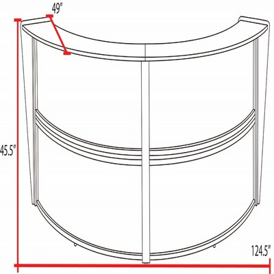 Regency Marque 124.5"W Curved Reception Desk Workstation, Cherry (77292CH)