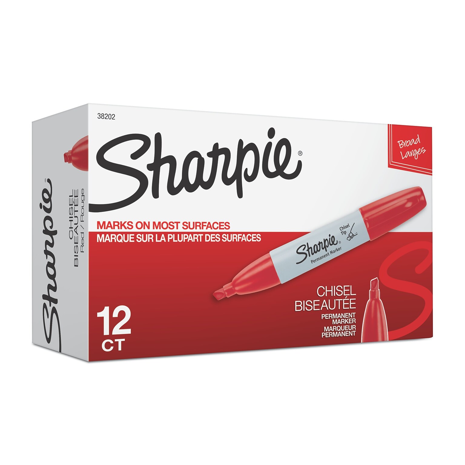 Sharpie Permanent Marker, Chisel Tip, Red (38202)
