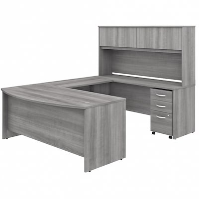 Bush Business Furniture Studio C 72"W U Shaped Desk with Hutch and Mobile File Cabinet, Platinum Gray (STC003PGSU)