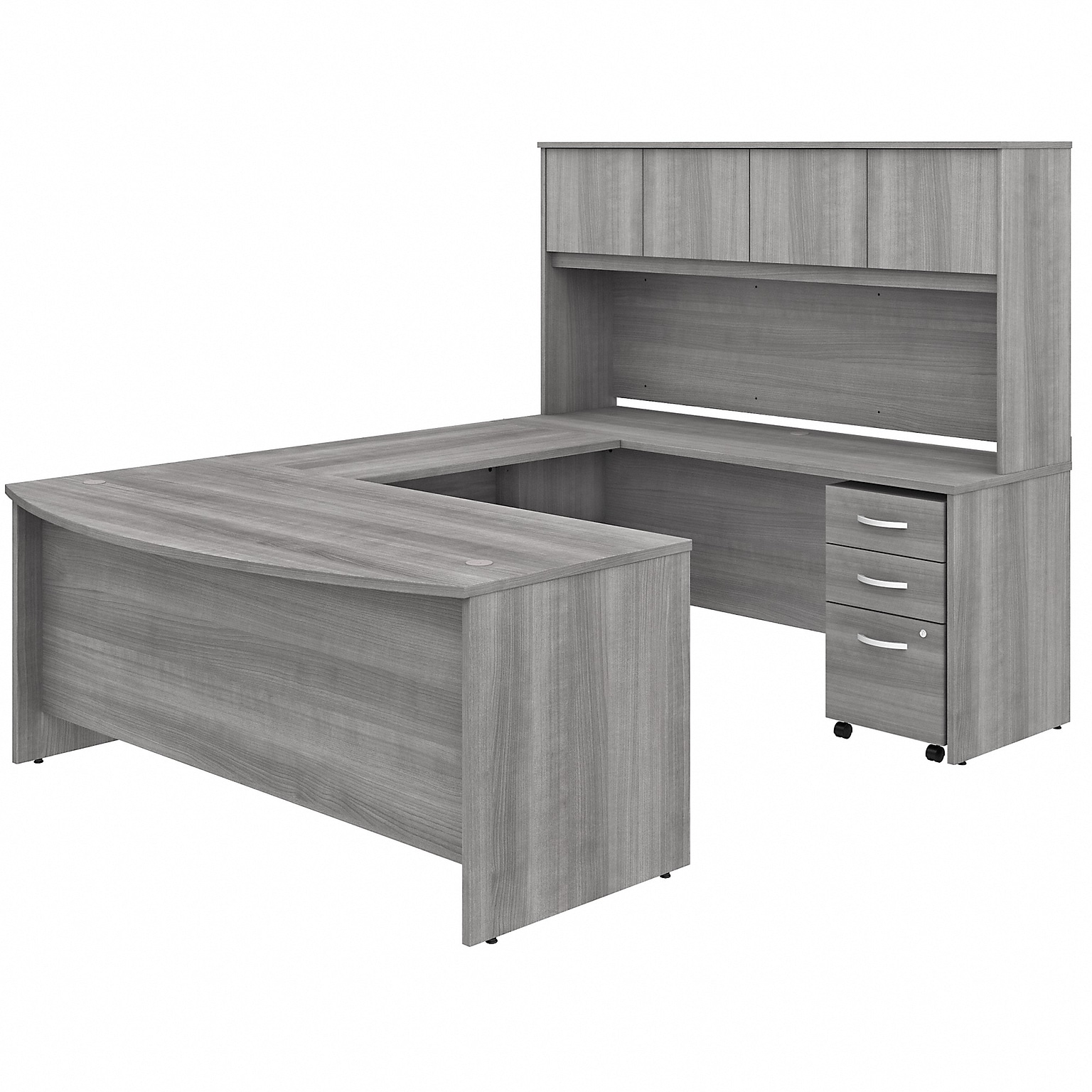 Bush Business Furniture Studio C 72W U Shaped Desk with Hutch and Mobile File Cabinet, Platinum Gray (STC003PGSU)